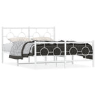 Metal bed frame with headboard and footboard white 135x190 cm