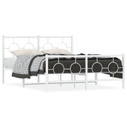 Metal bed frame with headboard and footboard white 135x190 cm