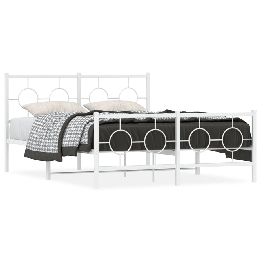 Bedframe met hoofd- en voeteneinde metaal wit 135x190 cm