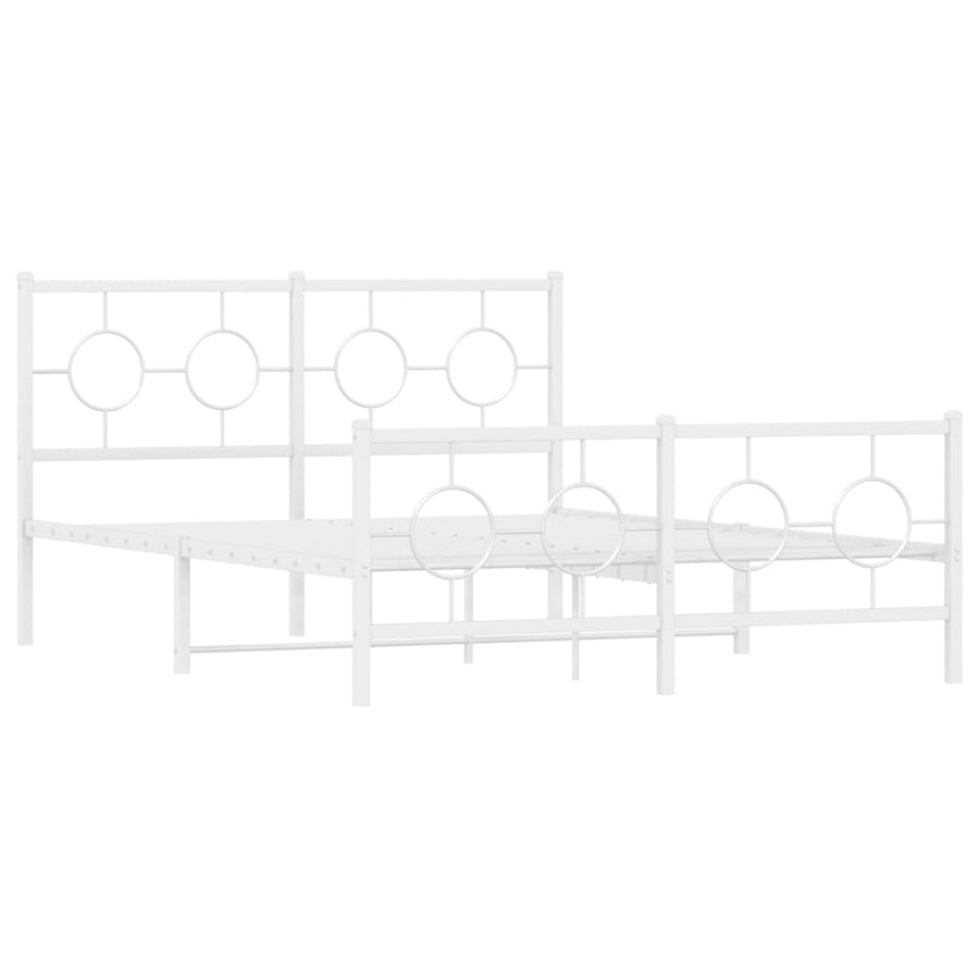 Bedframe met hoofd- en voeteneinde metaal wit 140x190 cm