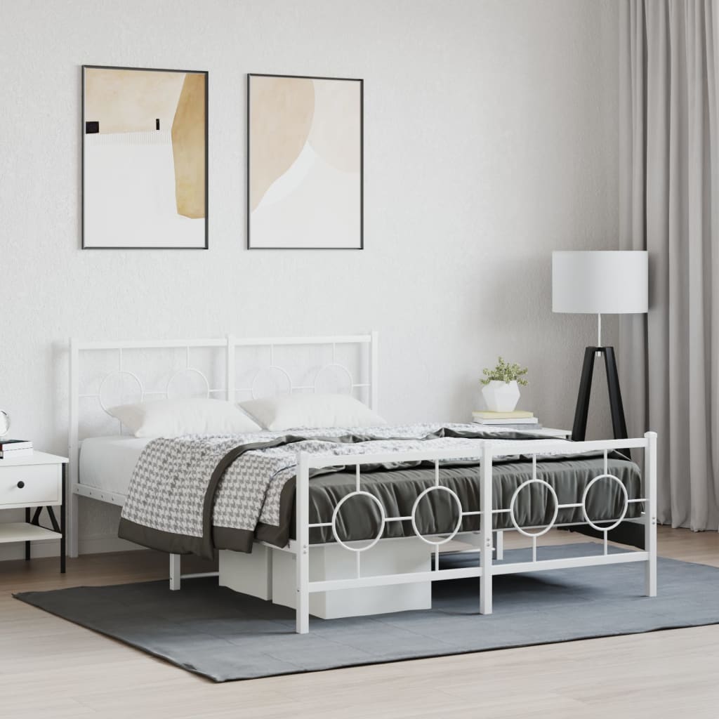 Bedframe met hoofd- en voeteneinde metaal wit 140x190 cm
