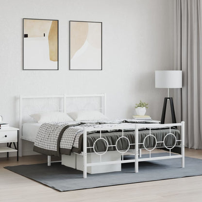 Bedframe met hoofd- en voeteneinde metaal wit 140x190 cm