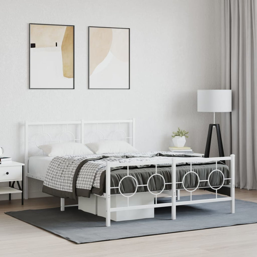 Bedframe met hoofd- en voeteneinde metaal wit 140x190 cm