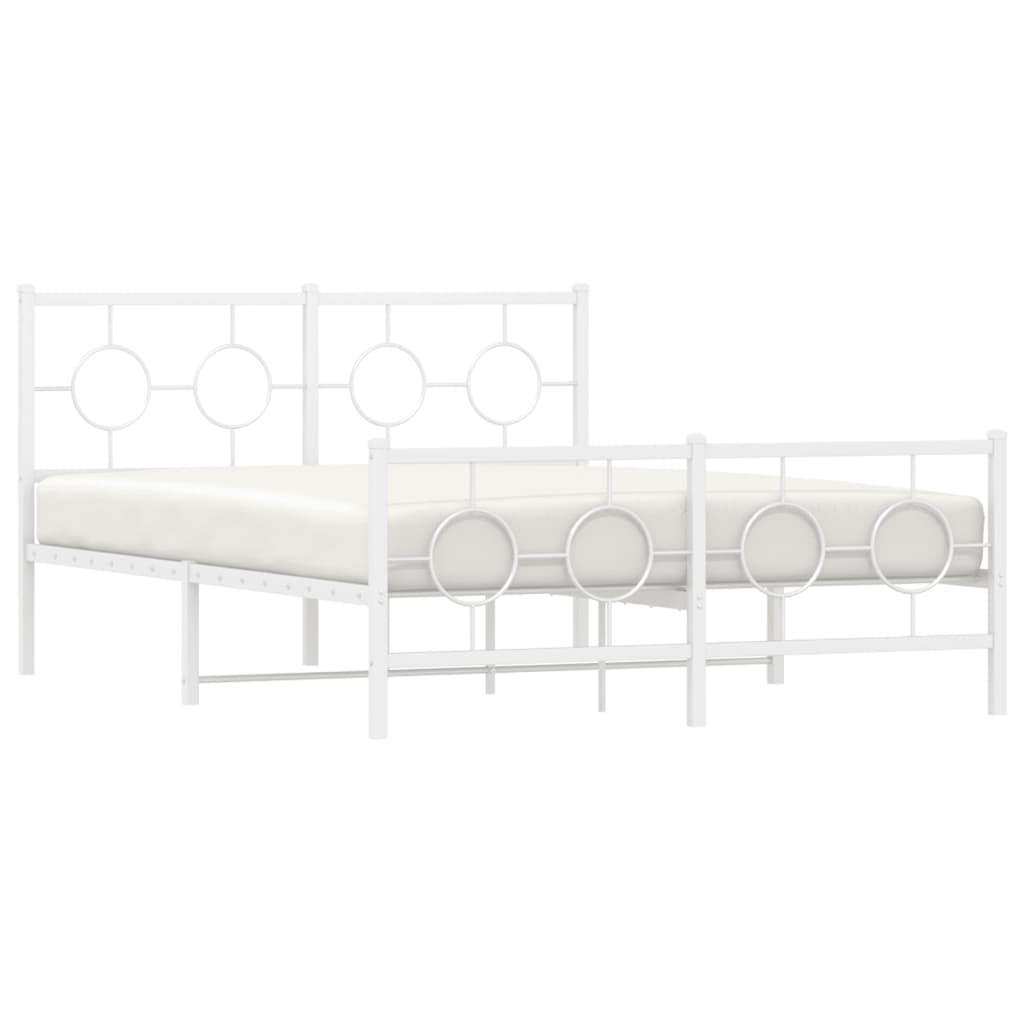 Bedframe met hoofd- en voeteneinde metaal wit 140x190 cm
