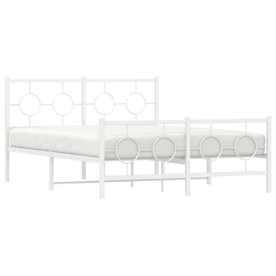 Bedframe met hoofd- en voeteneinde metaal wit 140x190 cm