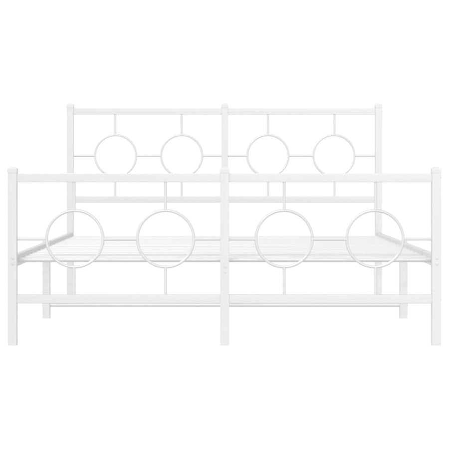 Bedframe met hoofd- en voeteneinde metaal wit 140x190 cm
