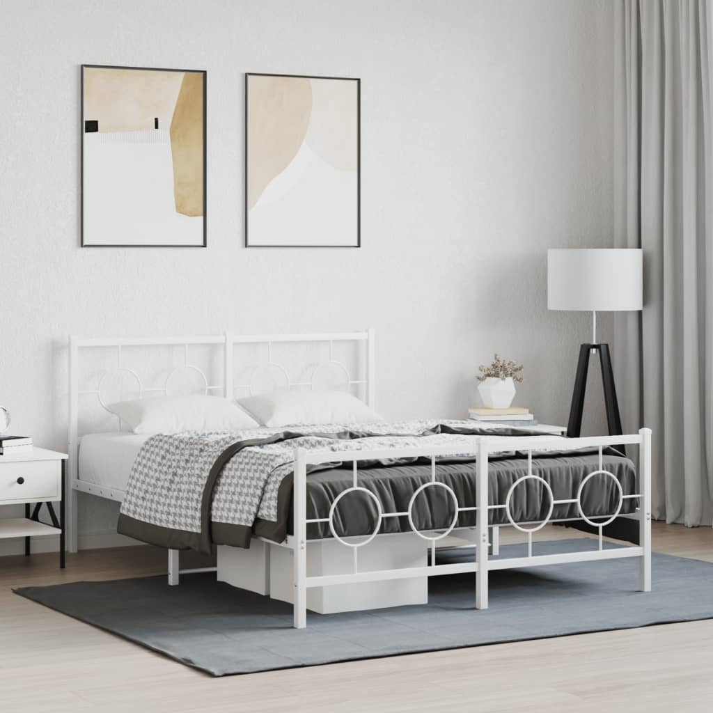 Bedframe met hoofd- en voeteneinde metaal wit 140x200 cm