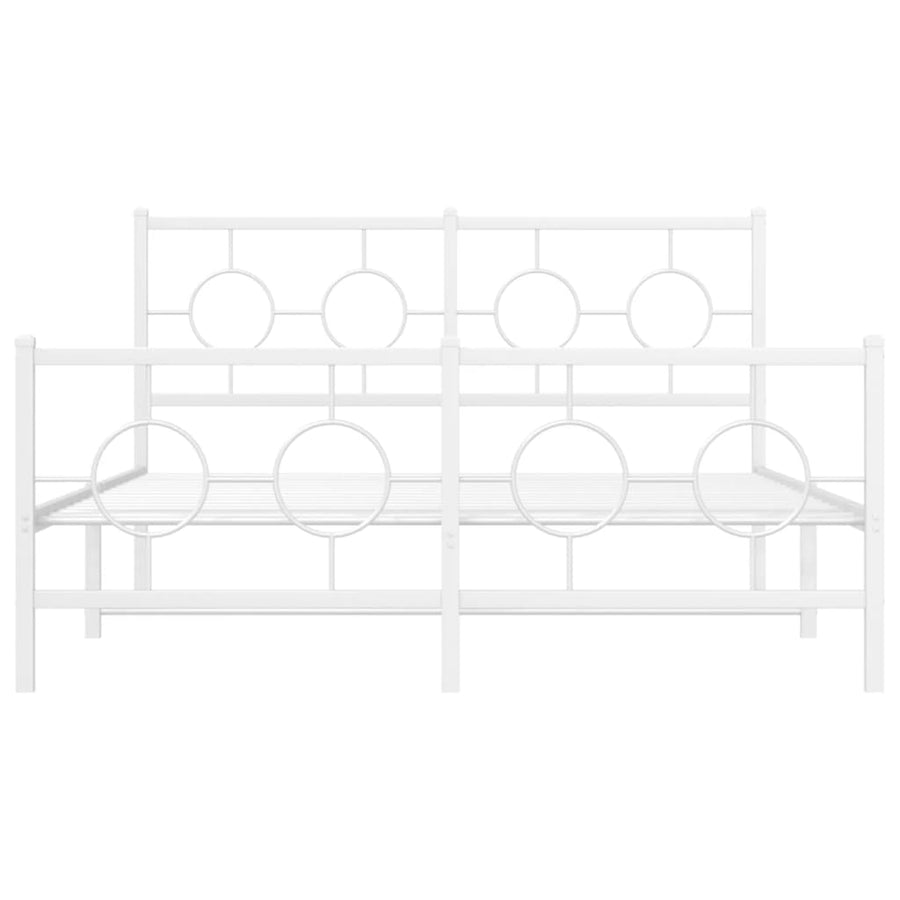 Bedframe met hoofd- en voeteneinde metaal wit 140x200 cm