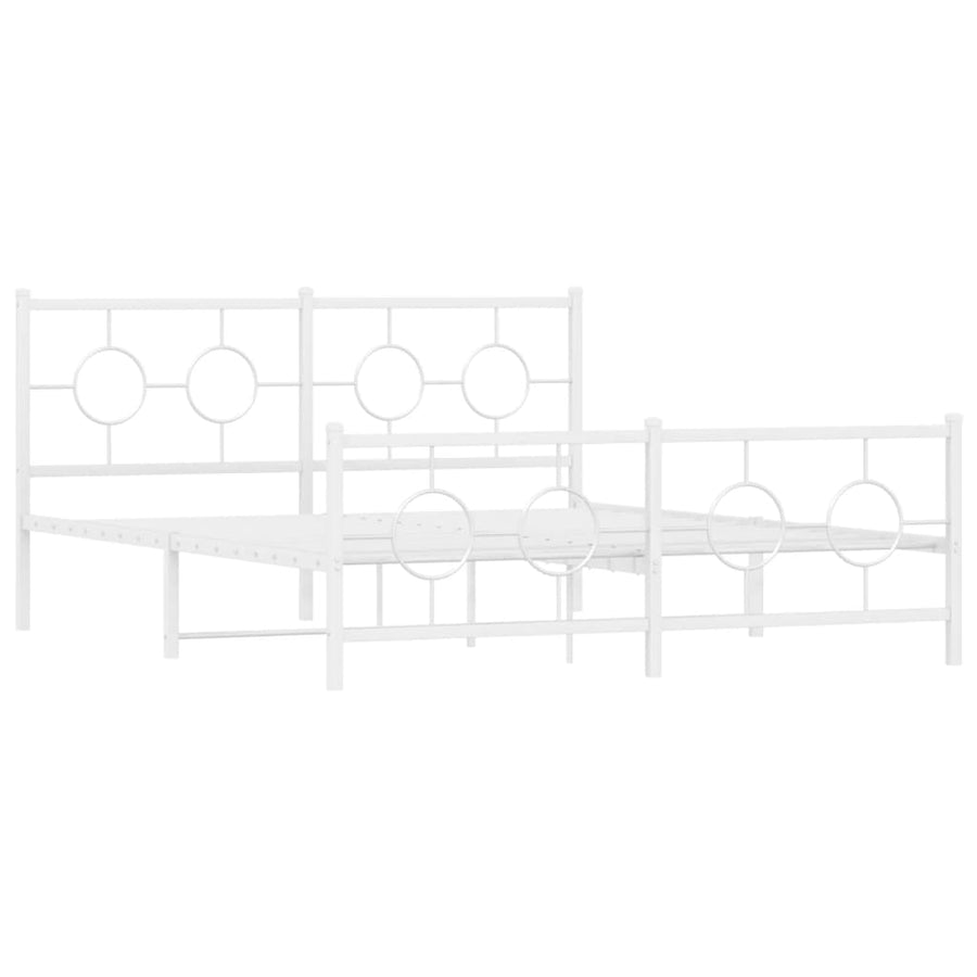 Bedframe met hoofd- en voeteneinde metaal wit 150x200 cm