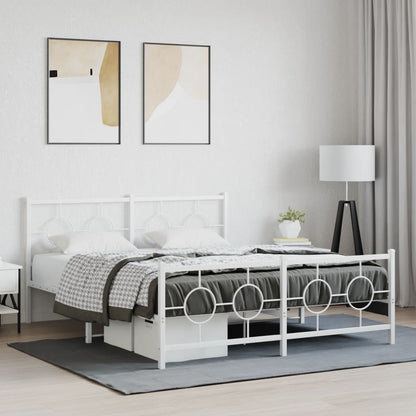 Bedframe met hoofd- en voeteneinde metaal wit 150x200 cm