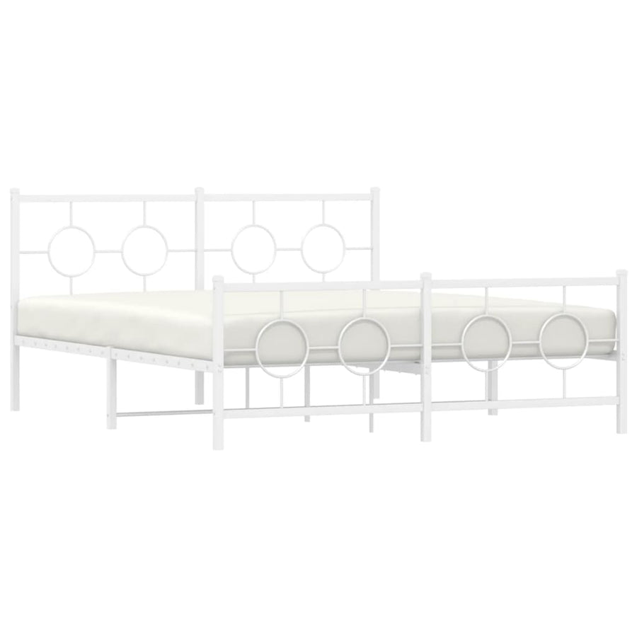 Bedframe met hoofd- en voeteneinde metaal wit 150x200 cm