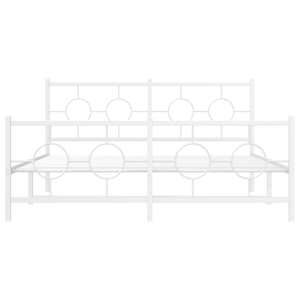 Bedframe met hoofd- en voeteneinde metaal wit 150x200 cm