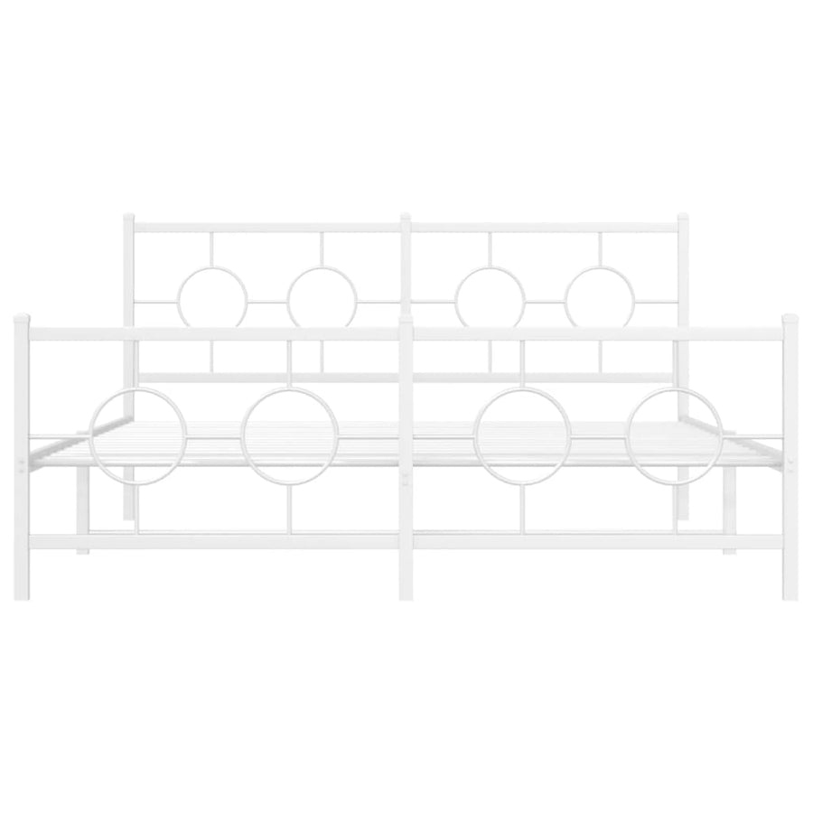 Bedframe met hoofd- en voeteneinde metaal wit 150x200 cm