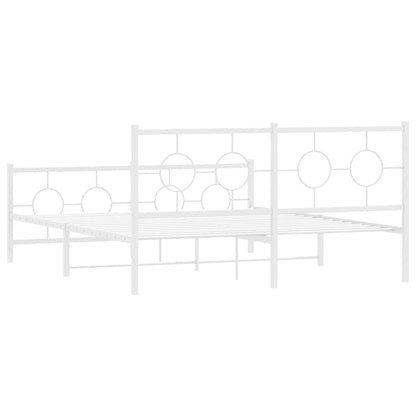 Bedframe met hoofd- en voeteneinde metaal wit 150x200 cm