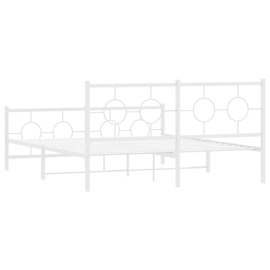 Bedframe met hoofd- en voeteneinde metaal wit 150x200 cm