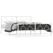 Bed frame with head and footboard metal white 150x200 cm