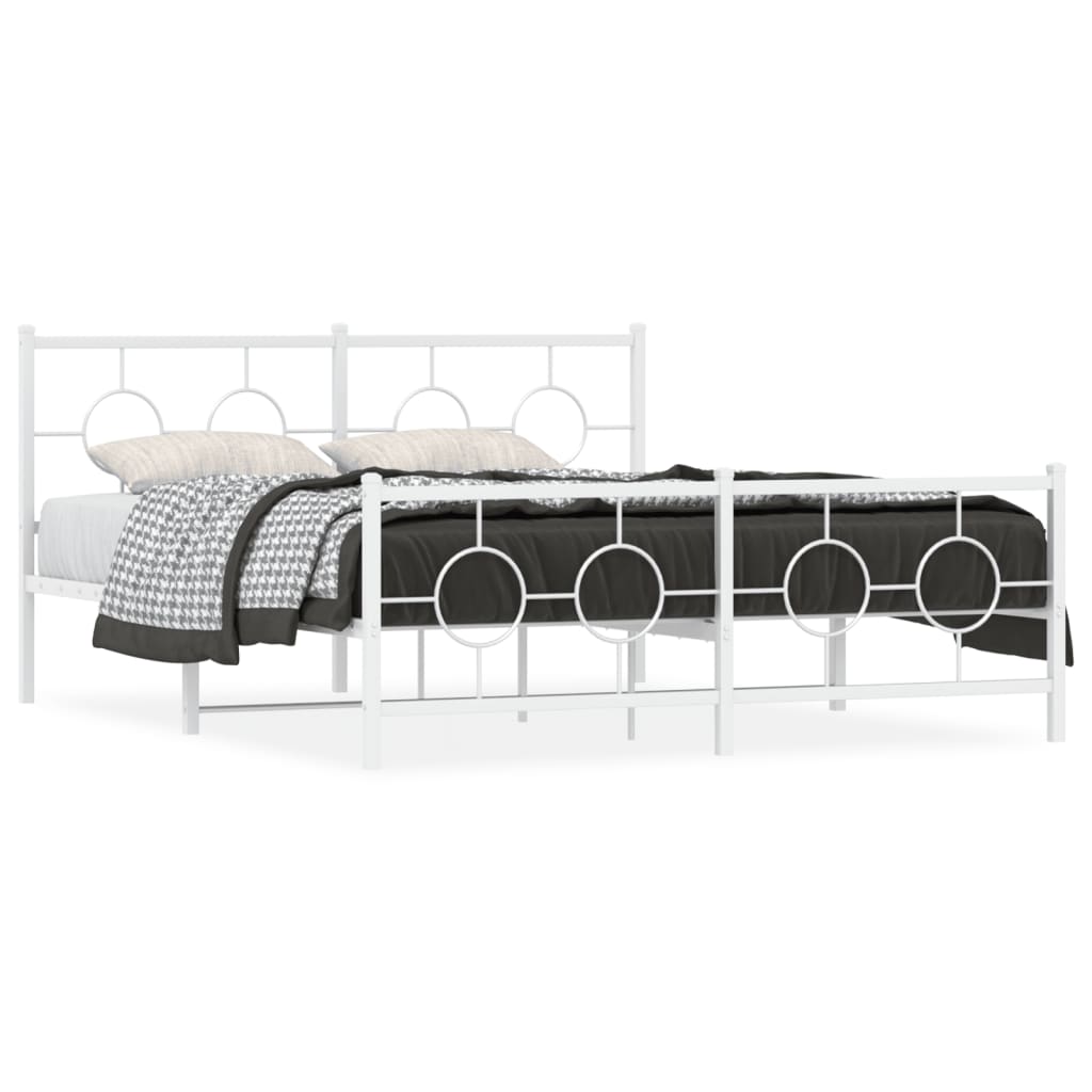 Bedframe met hoofd- en voeteneinde metaal wit 150x200 cm