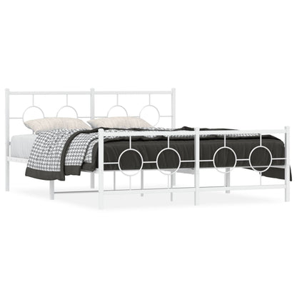 Bedframe met hoofd- en voeteneinde metaal wit 150x200 cm