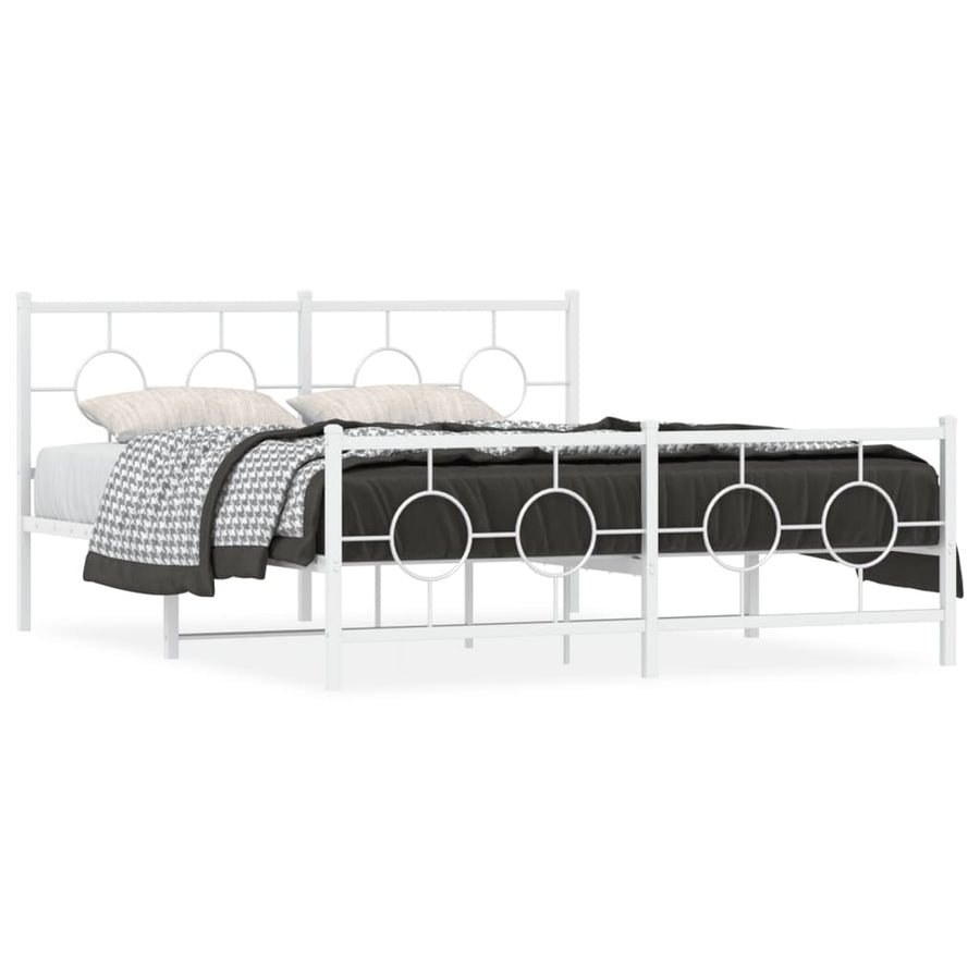 Bedframe met hoofd- en voeteneinde metaal wit 150x200 cm
