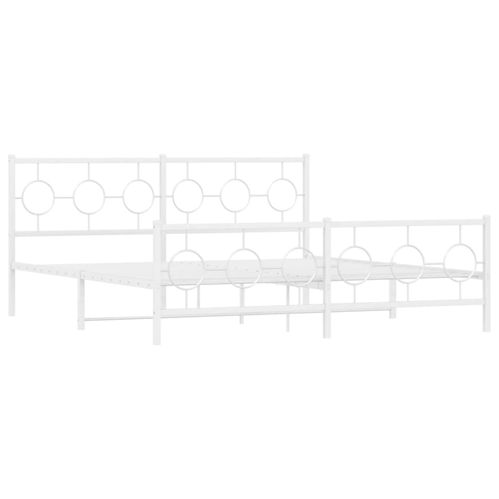 Bedframe met hoofd- en voeteneinde metaal wit 180x200 cm