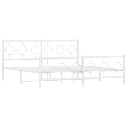 Bedframe met hoofd- en voeteneinde metaal wit 180x200 cm