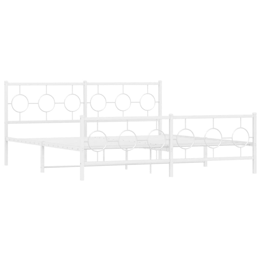 Bedframe met hoofd- en voeteneinde metaal wit 180x200 cm