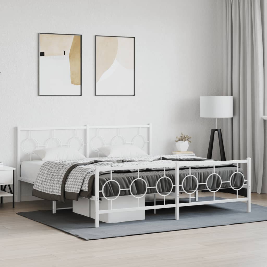Bedframe met hoofd- en voeteneinde metaal wit 180x200 cm