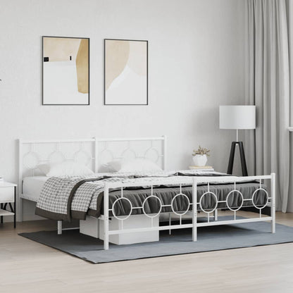 Bedframe met hoofd- en voeteneinde metaal wit 180x200 cm