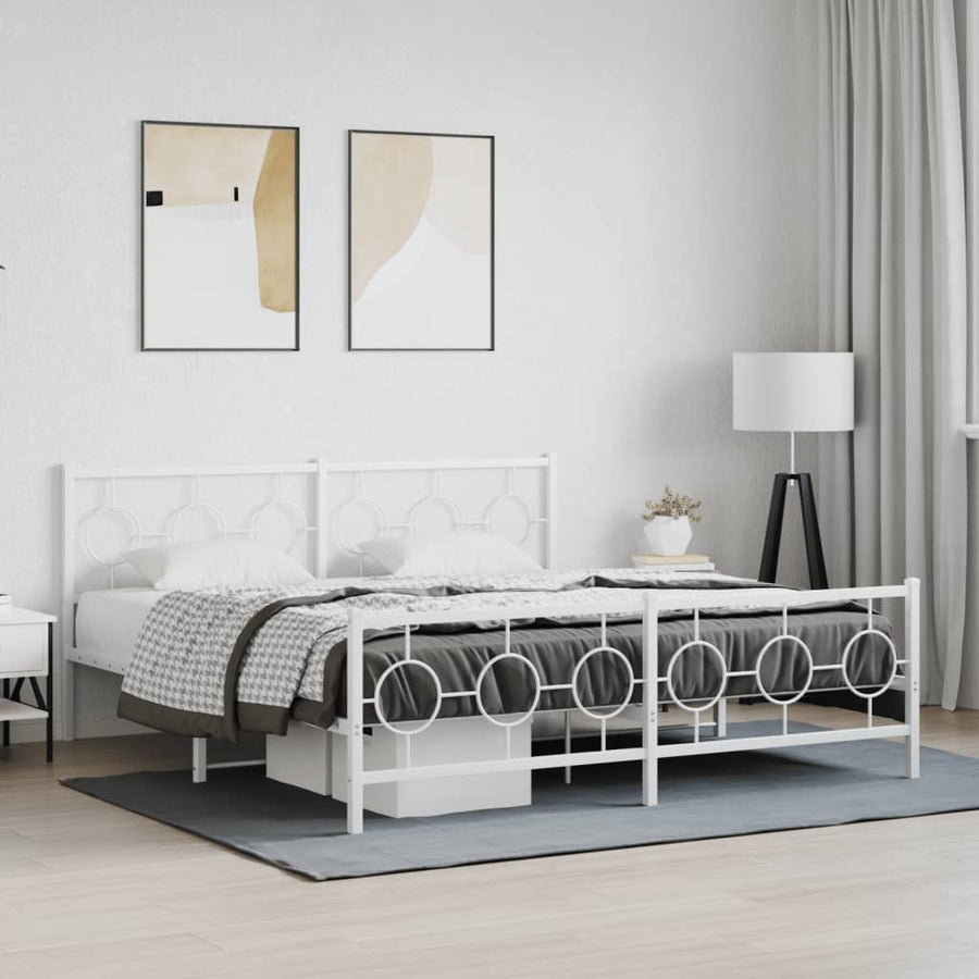 Bedframe met hoofd- en voeteneinde metaal wit 180x200 cm