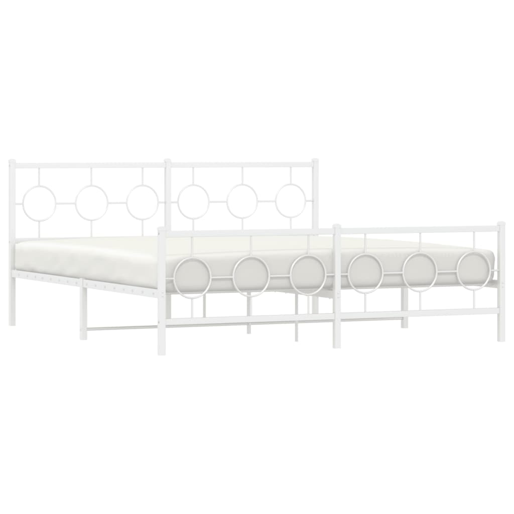 Bedframe met hoofd- en voeteneinde metaal wit 180x200 cm