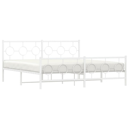 Bedframe met hoofd- en voeteneinde metaal wit 180x200 cm