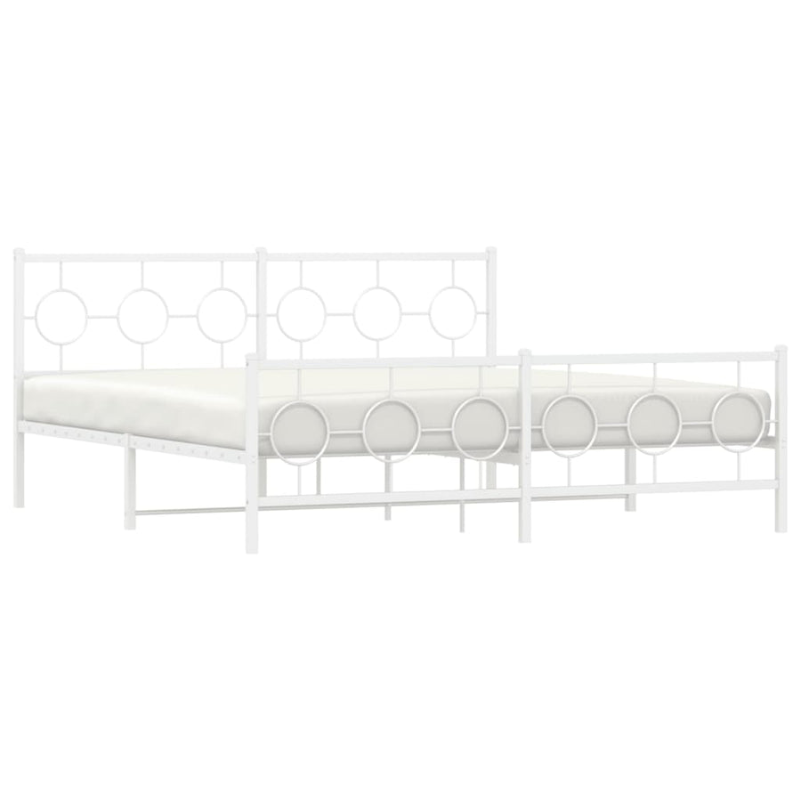 Bedframe met hoofd- en voeteneinde metaal wit 180x200 cm