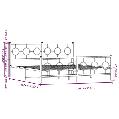 Bedframe met hoofd- en voeteneinde metaal wit 180x200 cm