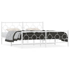 Metal bed frame with headboard and footboard white 180x200 cm