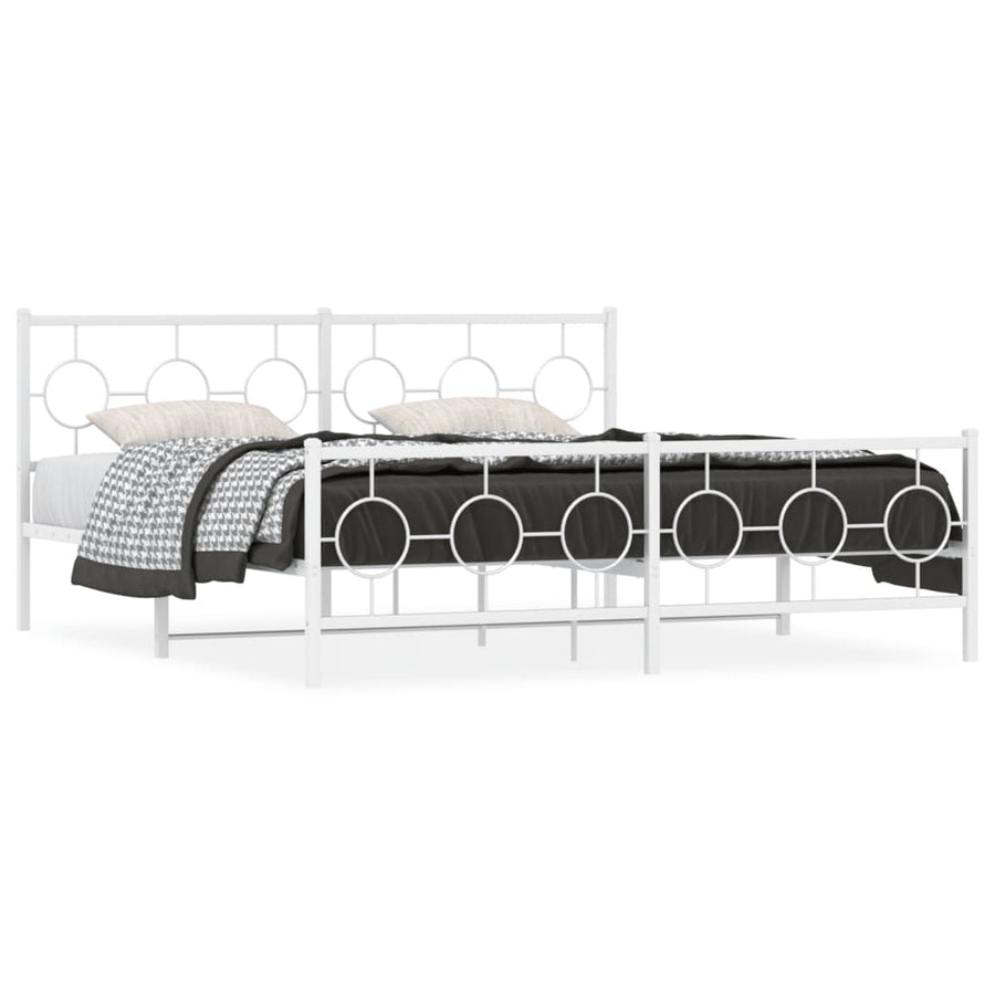 Bedframe met hoofd- en voeteneinde metaal wit 180x200 cm