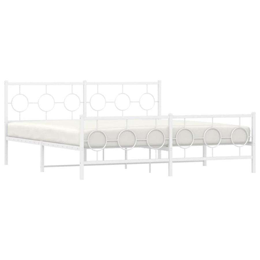 Bedframe met hoofd- en voeteneinde metaal wit 183x213 cm