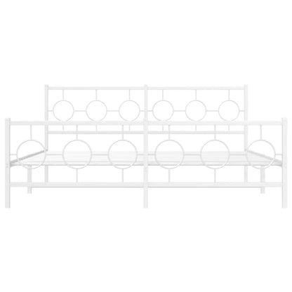 Bedframe met hoofd- en voeteneinde metaal wit 183x213 cm