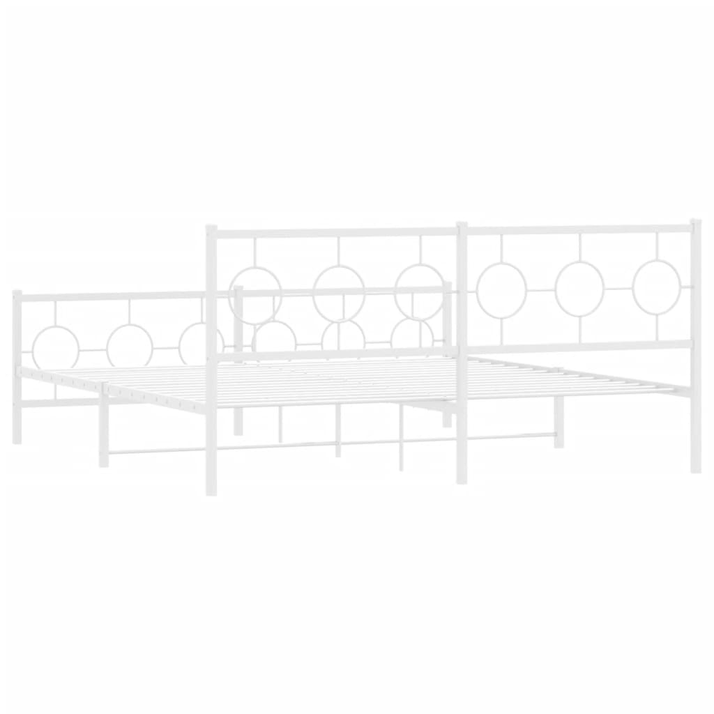 Bedframe met hoofd- en voeteneinde metaal wit 183x213 cm