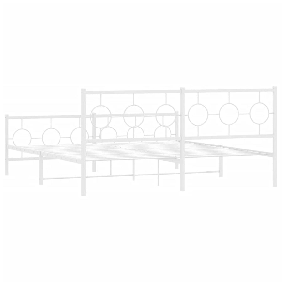 Bedframe met hoofd- en voeteneinde metaal wit 183x213 cm