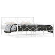White Metal Bed Frame with Headboard and Footboard 183x213 cm