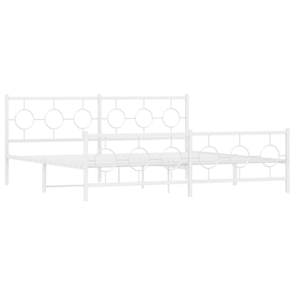 Bedframe met hoofd- en voeteneinde metaal wit 193x203 cm