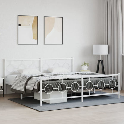 Bedframe met hoofd- en voeteneinde metaal wit 193x203 cm