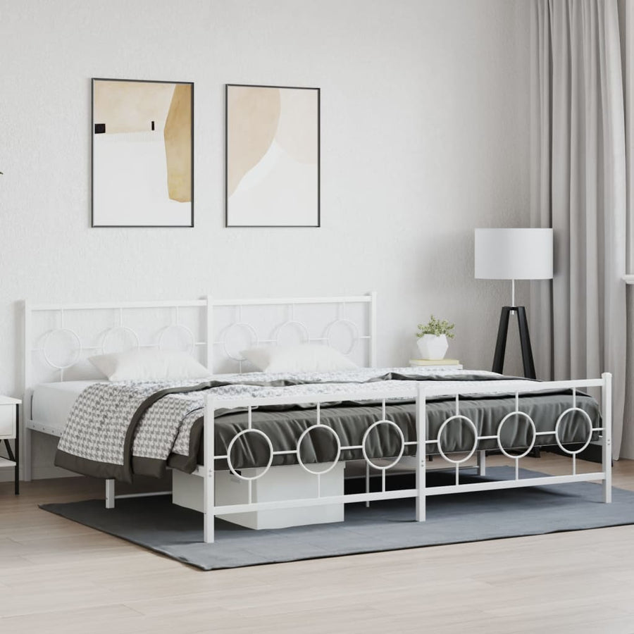 Bedframe met hoofd- en voeteneinde metaal wit 193x203 cm