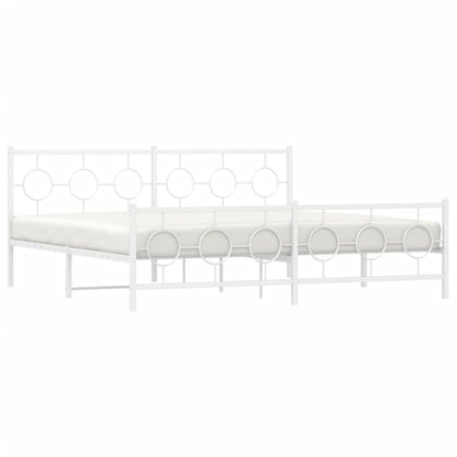 Bedframe met hoofd- en voeteneinde metaal wit 193x203 cm