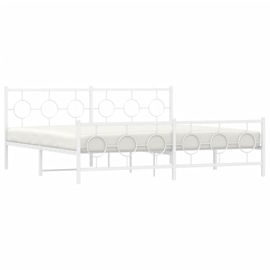 Bedframe met hoofd- en voeteneinde metaal wit 193x203 cm