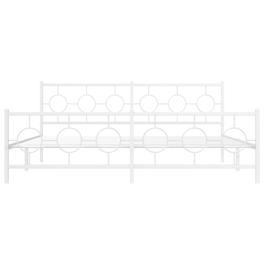 Bedframe met hoofd- en voeteneinde metaal wit 193x203 cm