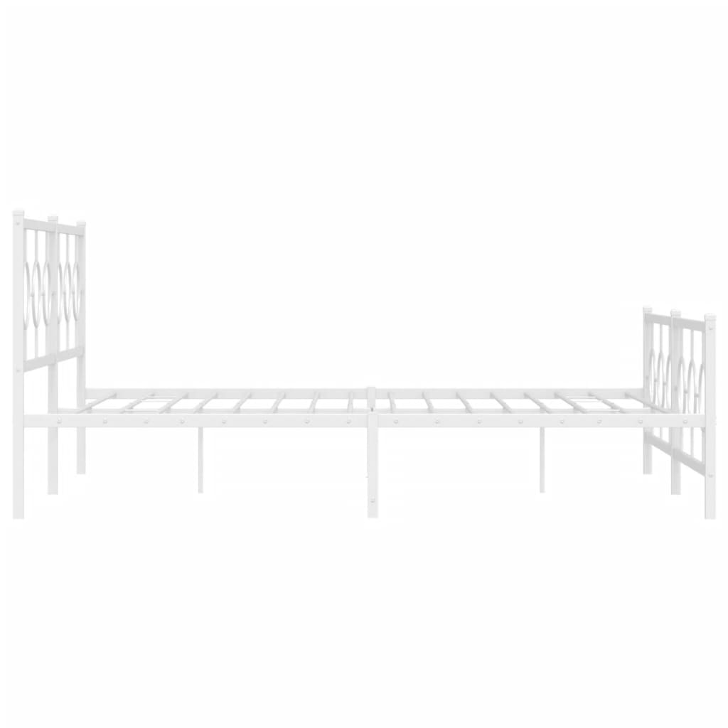 Bedframe met hoofd- en voeteneinde metaal wit 193x203 cm