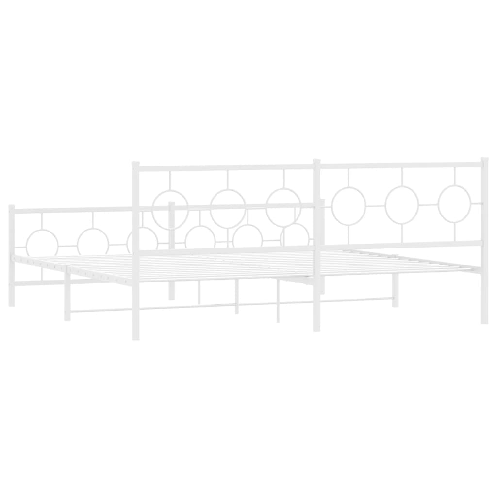 Bedframe met hoofd- en voeteneinde metaal wit 193x203 cm