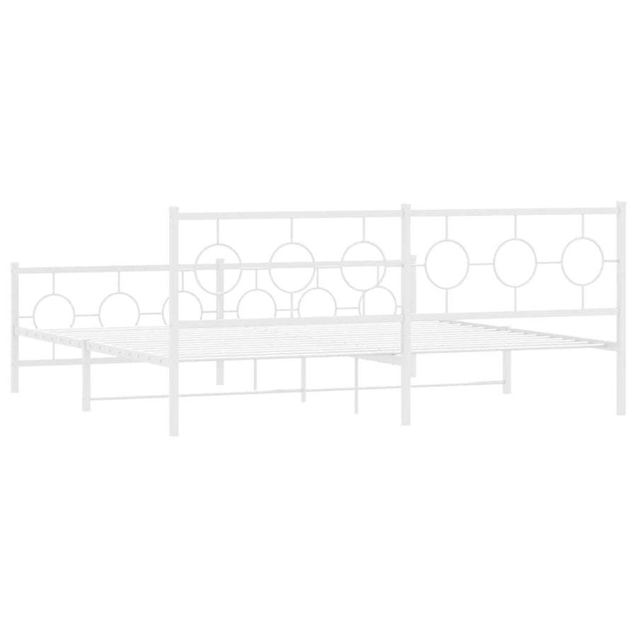 Bedframe met hoofd- en voeteneinde metaal wit 193x203 cm