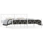 Metal Bed Frame with Headboard and Footboard White 193x203 cm